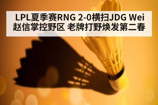 LPL夏季赛RNG 2-0横扫JDG Wei赵信掌控野区 老牌打野焕发第二春